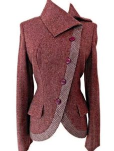 Double Sided Woolen Digital Printing Single Breasted Side Button Jacket | ShopDecimals