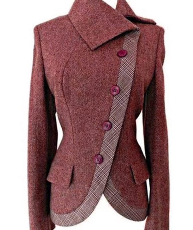 Double Sided Woolen Digital Printing Single Breasted Side Button Jacket | ShopDecimals