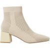 All-match Stretch Knitted High Heel Solid Color Chunky Heel Square Toe Booties Women | ShopDecimals