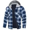 Hooded Thickened Warm And Loose Men's Jacket | ShopDecimals - Sky Blue Checks, M