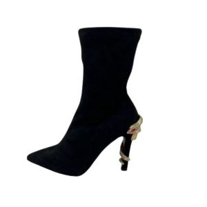 Black Stiletto Heel Elastic Socks Boots | ShopDecimals