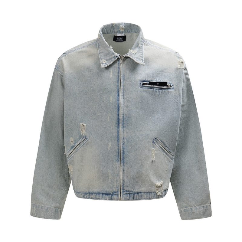 Punk Worn Out Denim Clothes Jacket Men | ShopDecimals