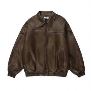 Distressed Biker's Leather Jacket Men's Clothing Padded Lapel | ShopDecimals