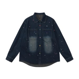 Contrast Color Inkjet Long-sleeved Shirt Denim Clothes Jacket Spring And Autumn | ShopDecimals