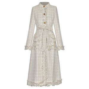 Ladies Tassel Lace-up Waist-tight Coat Jacket | ShopDecimals