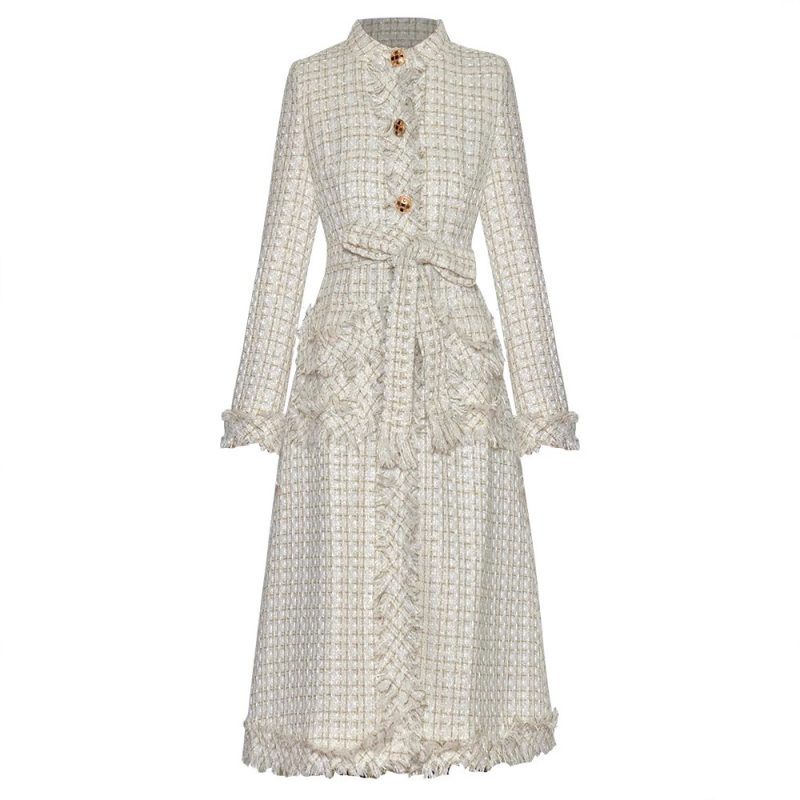 Ladies Tassel Lace-up Waist-tight Coat Jacket | ShopDecimals