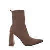 Brown Yellow Geometric High Heel Chunky Heel Retro Ankle Boots Elastic Socks Boots Women | ShopDecimals