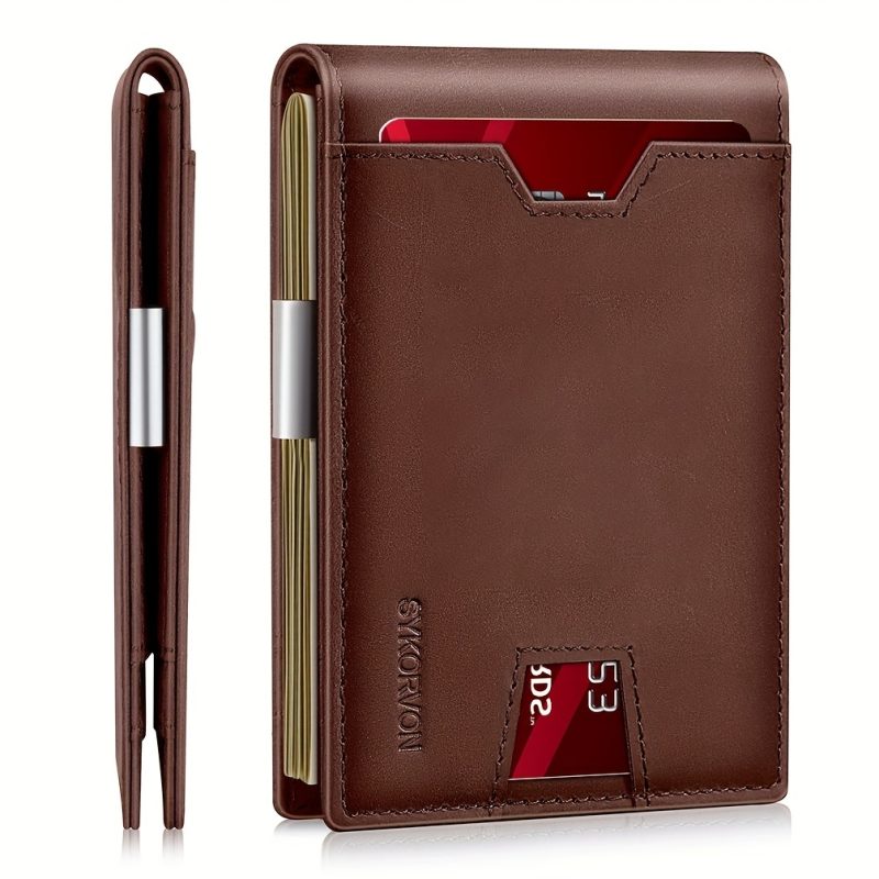 Genuine Leather Bifold Wallet Men, RFID Shielding Wallet Front Pocket Wallet | ShopDecimals