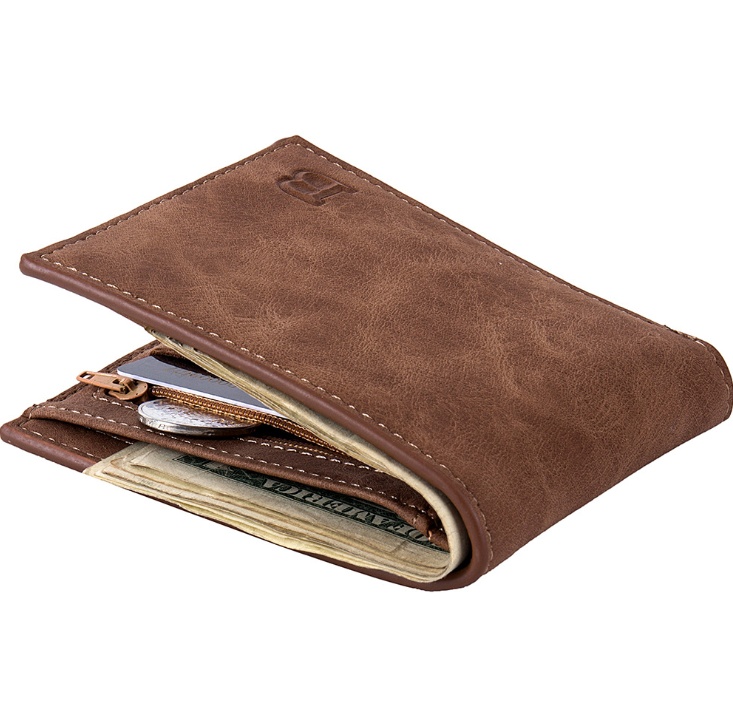 Fashion Men Wallets Mens Wallet with Coin Bag Zipper Small Slim Purse Money Clip Wallet | ShopDecimals