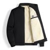 Autumn And Winter Fleece-lined Thickening Stand Collar Jacket Men's | ShopDecimals - Black, XL