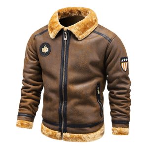 Men's Lapel And Fleece Deerskin Overcoat Large Size Fur Jacket | ShopDecimals