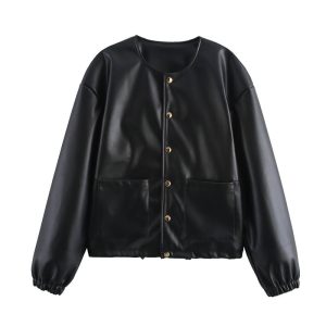 European And American Single-breasted Round Neck Short Jacket | ShopDecimals