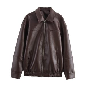 Fashion American Style Motorcycle Clothing Vintage Loose Lapels Zipper Bomber Jacket | ShopDecimals