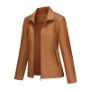 Women's Leather Jacket Knitted Stitching Stretch Coat | ShopDecimals