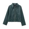 Women's Lapel Long Sleeve Leather Coat | ShopDecimals