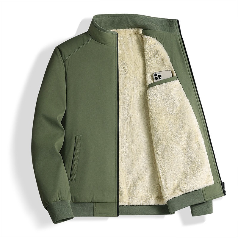 Autumn And Winter Fleece-lined Thickening Stand Collar Jacket Men's | ShopDecimals
