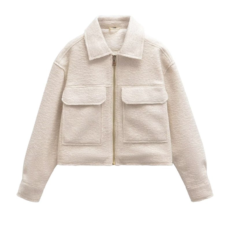 Women's Fashion Polo Collar Pocket Long-sleeved Coat | ShopDecimals
