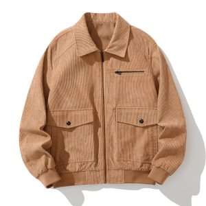 Trendy Hong Kong Style Japanese Style Workwear Lapel Corduroy Coat | ShopDecimals