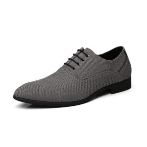 Men's Casual Leather Shoes Denim Black Bridegroom Wedding Trendy Shoes | ShopDecimals