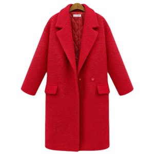 Women's Suit Collar Solid Color Padded And Cotton Woolen Coat | ShopDecimals