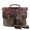 Waterproof Canvas Stitching Leather Briefcase Handbag | ShopDecimals