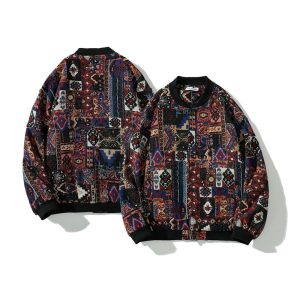 Men's Retro Harajuku Style Jacket Ethnic Style Stand Collar Baseball Uniform | ShopDecimals