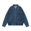 Creative Contrast Color Letter Printing Denim Jacket | ShopDecimals