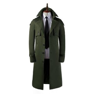 Men's Trench Coat Super Long Over The Knee Slim Business Casual Coat | ShopDecimals