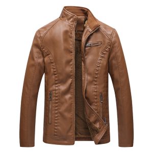 Fleece Warm Leather Jacket PU Leather Jacket | ShopDecimals
