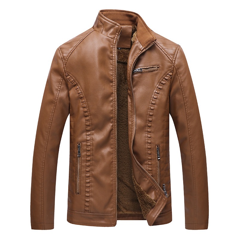 Fleece Warm Leather Jacket PU Leather Jacket | ShopDecimals