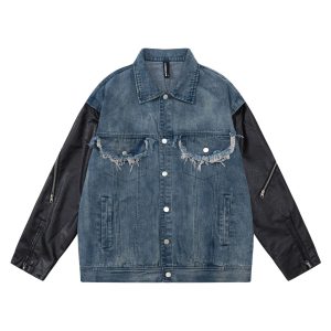 Loose Wash Splicing Denim Jacket Coat | ShopDecimals