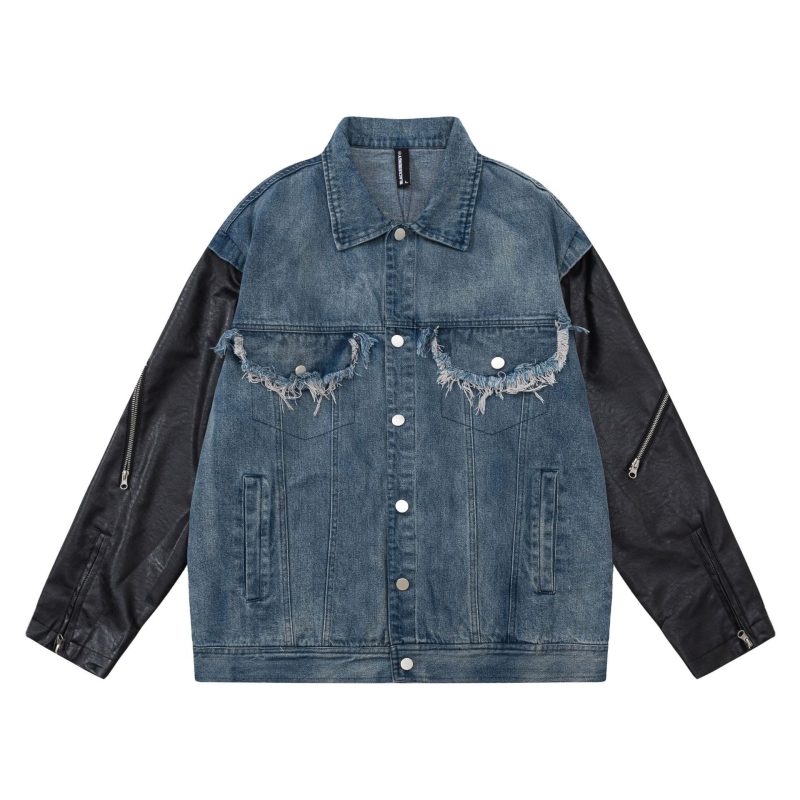 Loose Wash Splicing Denim Jacket Coat | ShopDecimals