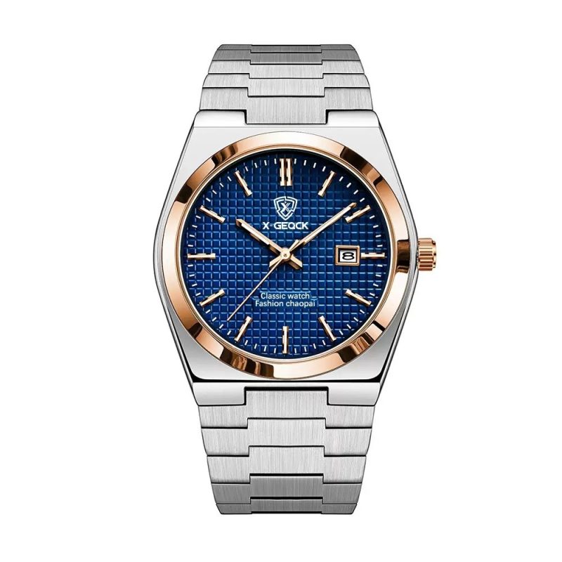 Men's Watch Quartz Simple Fashion Wrist Watch Steel Belt Waterproof Calendar Genuine Watch | ShopDecimals