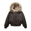 High Street Line Splicing Fur Collar Hood Cotton Coat Jacket | ShopDecimals