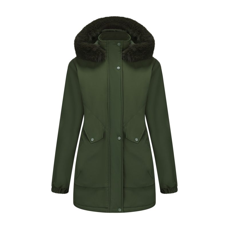 Women's Mid-length Big Fur Collar Cotton Coat Jacket | ShopDecimals
