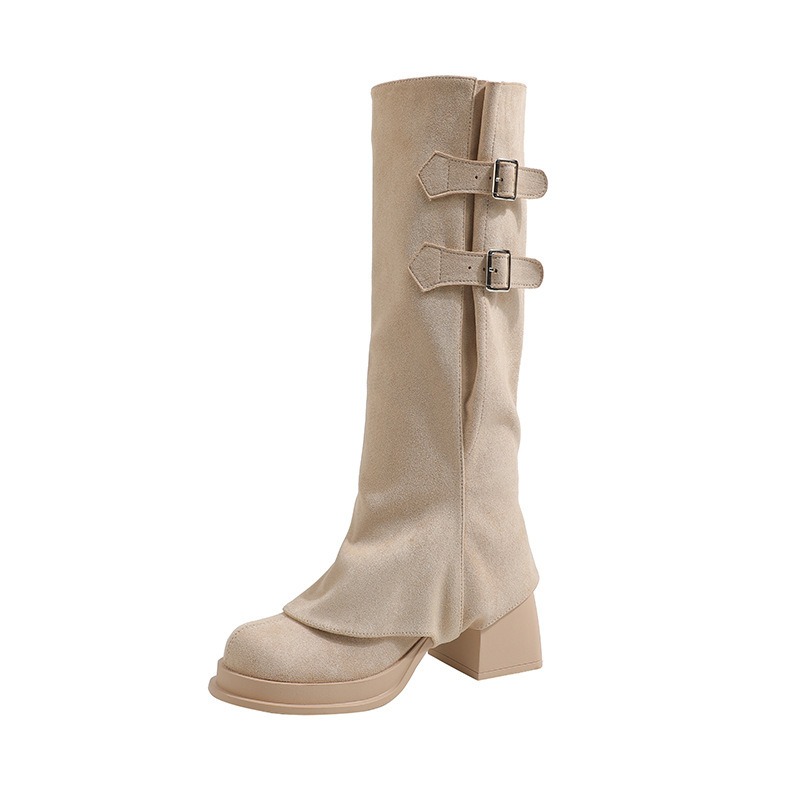 Removable Pile Style Boots Thick High Heel Platform High Leg Boot | ShopDecimals