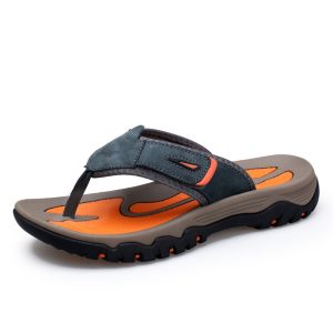 Large Dock Layer Cowhide Men's Flip-flops | ShopDecimals