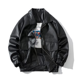 Fashionable Men's Loose Lapel Collar Handsome Leather Jacket | ShopDecimals