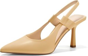 Coutgo Womens Slingback Heels Closed Pointed Toe Slip-on Kitten Heels Sandals | ShopDecimals