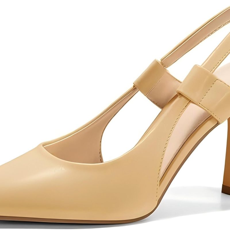 Coutgo Womens Slingback Heels Closed Pointed Toe Slip-on Kitten Heels Sandals | ShopDecimals
