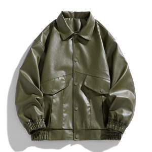 Embroidery New Men's PU Leather Coat | ShopDecimals