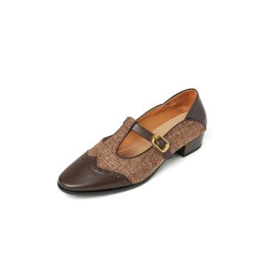 Pumps Women's Low-cut Chunky Heel Mary Jane Stitching T-strap | ShopDecimals