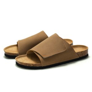 Cork Slippers Male Leather Version Platform Slippers Retro Slip-on Lazy Shoes | ShopDecimals