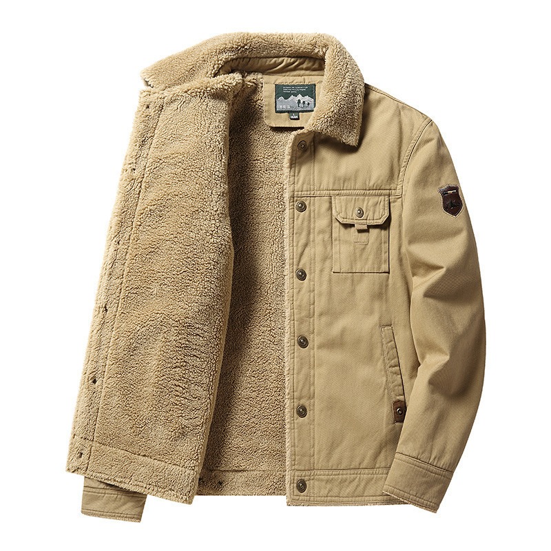 Fleece-lined Thickened Casual Fashion Polo Collar Men's Jacket | ShopDecimals