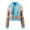 Women's Knitwear Printed Contrast Color Lapels Coat | ShopDecimals