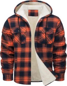 Men's Long Sleeve Hooded Fleece-lined Plaid Printed Coat | ShopDecimals