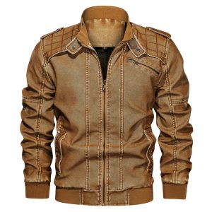 Leather Fashion Casual Youth Men's Wear Mock Collar Leather Shirt | ShopDecimals