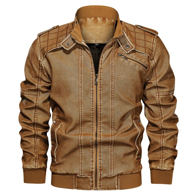 Leather Fashion Casual Youth Men's Wear Mock Collar Leather Shirt | ShopDecimals