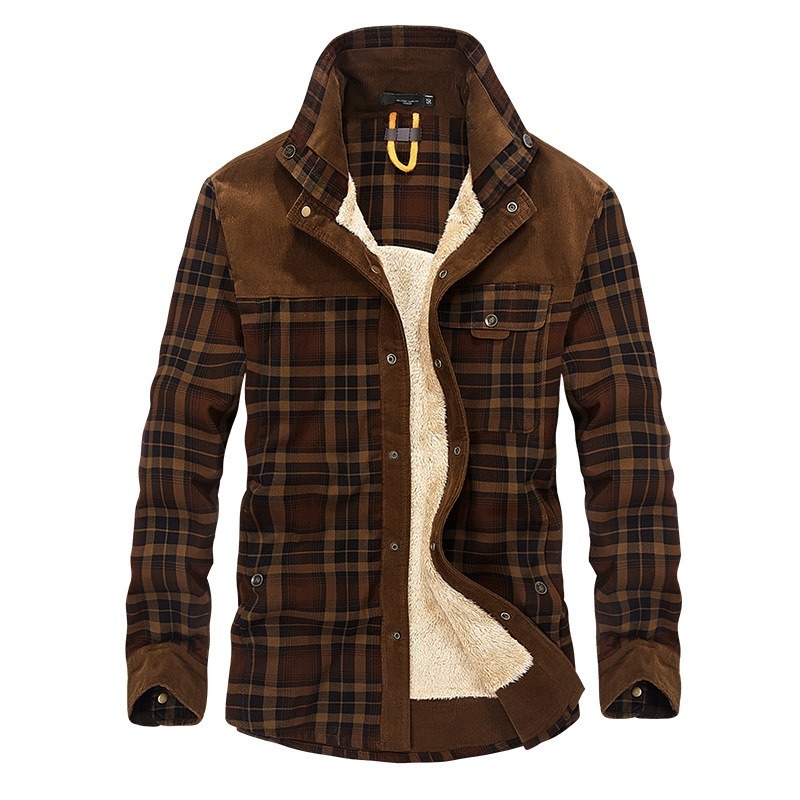 Winter Jacket Men Thicken Warm Fleece Jackets Coats Pure Cotton Plaid Jacket Military Clothes | ShopDecimals