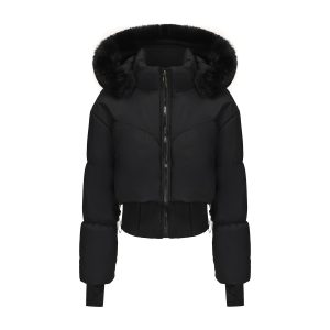 Women's Hooded Large Fur Collar Short Cotton Jacket | ShopDecimals